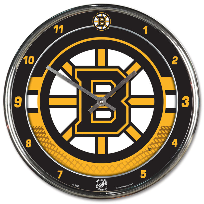 Boston Bruins Round Chrome Wall Clock