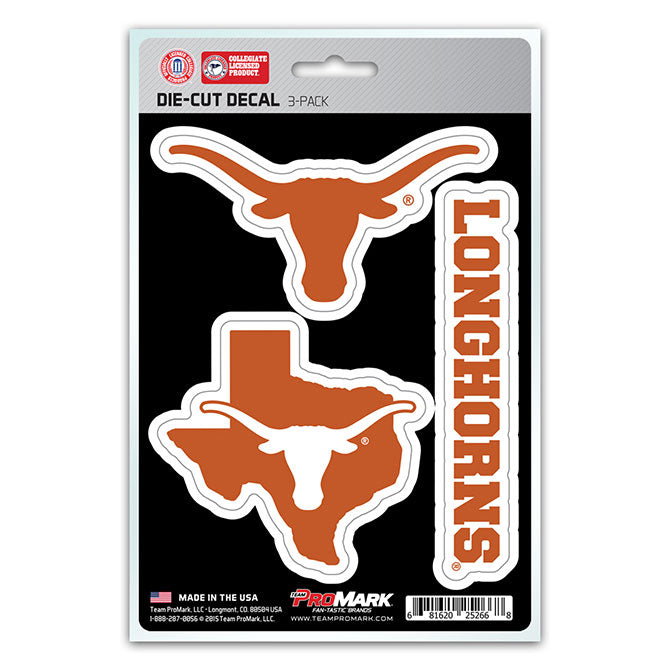 Texas Longhorns Decal Die Cut Team 3 Pack