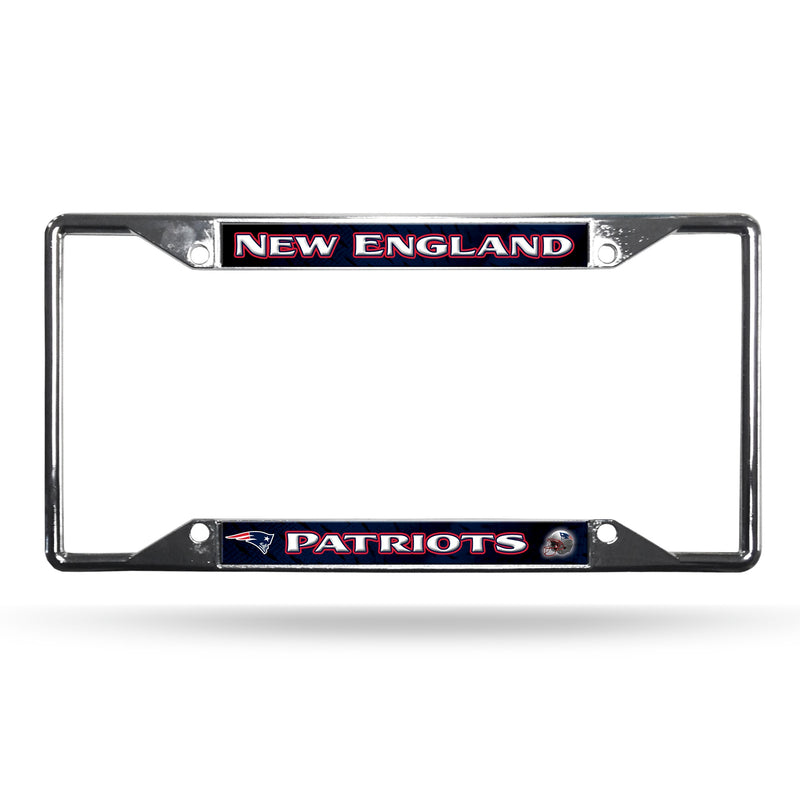 New England Patriots License Plate Frame Chrome EZ View